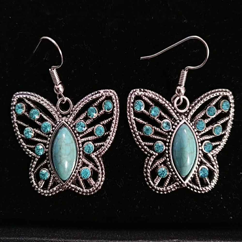 NEW - Earrings - Butterfly - turquoise color
